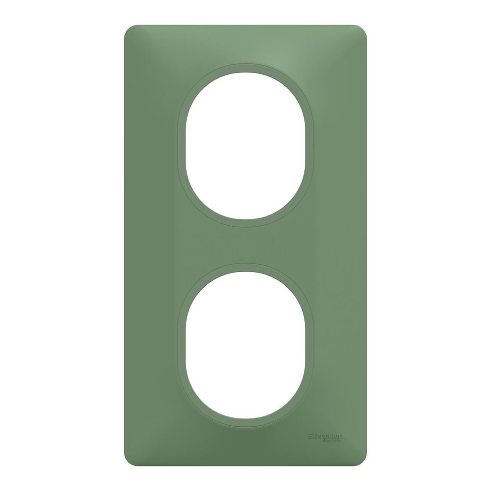 Plaque de finition 2 postes Schneider Electric Ovalis S320724B coloris forêt .87 x P.10 x H.158 mm - vue 2