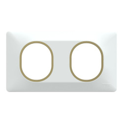 Plaque double Ovalis, SCHNEIDER ELECTRIC, blanc bague effet laiton de marque SCHNEIDER ELECTRIC, référence: B9965400