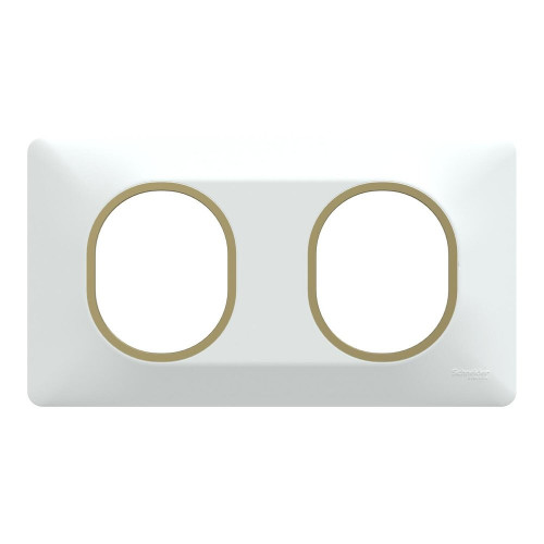 Plaque double Ovalis, SCHNEIDER ELECTRIC, blanc bague effet laiton - SCHNEIDER ELECTRIC
