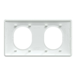 Plaque double Ovalis, SCHNEIDER ELECTRIC, blanc bague effet laiton - SCHNEIDER ELECTRIC