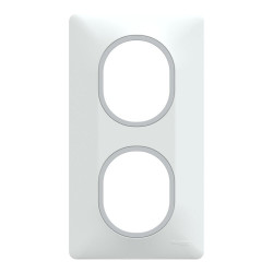 Plaque double verticale Ovalis, SCHNEIDER ELECTRIC, blanc bague argent chrome de marque SCHNEIDER ELECTRIC, référence: B9965500