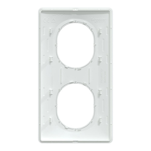 Plaque double verticale Ovalis, SCHNEIDER ELECTRIC, blanc bague argent chrome - SCHNEIDER ELECTRIC