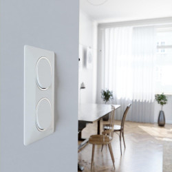 Plaque double verticale Ovalis, SCHNEIDER ELECTRIC, blanc bague argent chrome - SCHNEIDER ELECTRIC