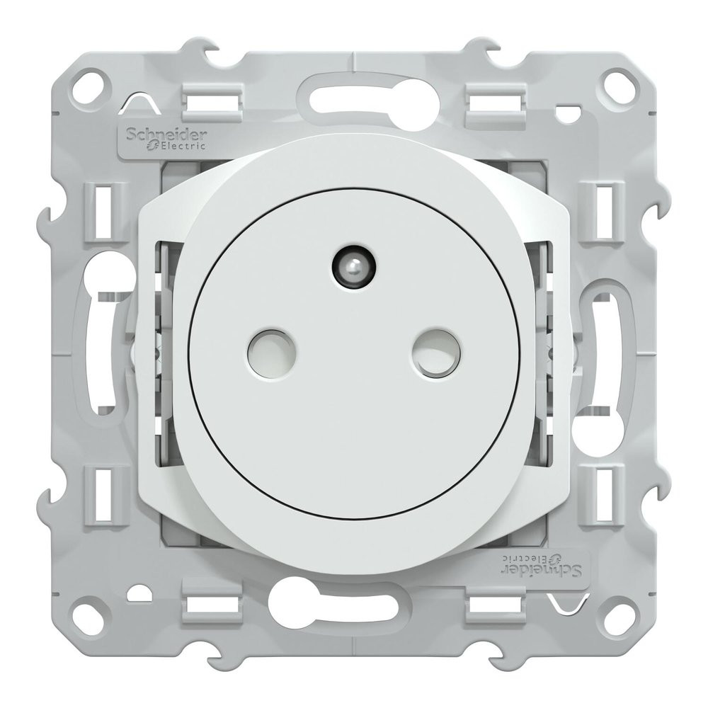 Prise de courant 2 pôles + affleurante avec griffes Schneider Electric Ovalis - vue 3