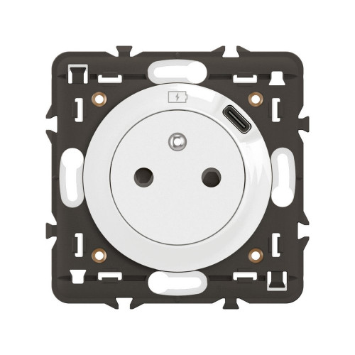 Prise avec terre et prise chargeur usb, prise unique, LEGRAND Céliane, blanc - LEGRAND