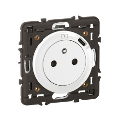 Prise avec terre et prise chargeur usb, prise unique, LEGRAND Céliane, blanc - LEGRAND