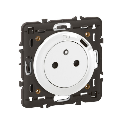 Prise avec terre et prise chargeur usb, prise unique, LEGRAND Céliane, blanc - LEGRAND