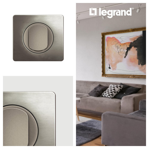 Plaque  2p celiane acier satine - LEGRAND