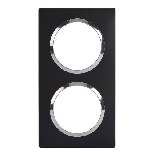 Plaque double Dooxie, LEGRAND, noir et chrome - LEGRAND