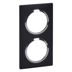 Plaque double Dooxie, LEGRAND, noir et chrome - LEGRAND