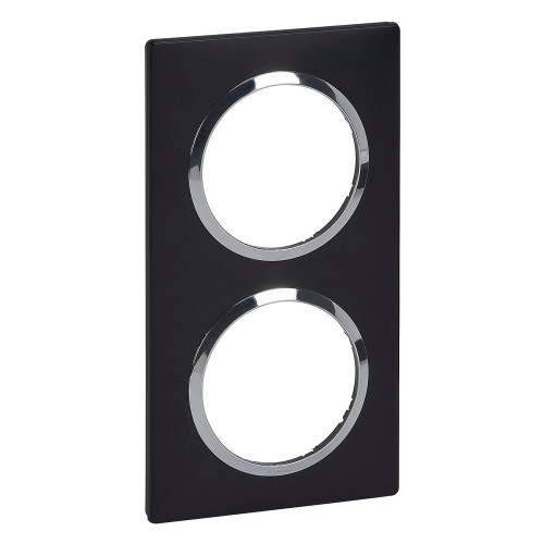 Plaque double Dooxie, LEGRAND, noir et chrome - LEGRAND