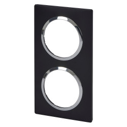 Plaque double Dooxie, LEGRAND, noir et chrome - LEGRAND