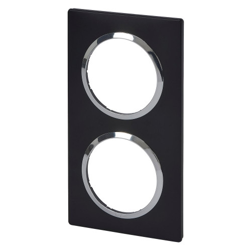 Plaque double Dooxie, LEGRAND, noir et chrome - LEGRAND
