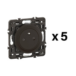 Lot de 5 prises avec terre affleur compo CELIANE noir de marque LEGRAND, référence: B9970900