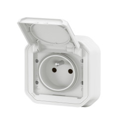 Prise avec terre étanche IP55 encastré PLEXO blanc - LEGRAND