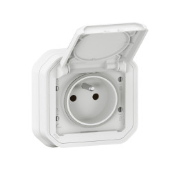 Prise avec terre étanche IP55 encastré PLEXO blanc - LEGRAND