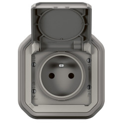 Prise avec terre étanche IP55 encastré PLEXO gris de marque LEGRAND, référence: B9971400