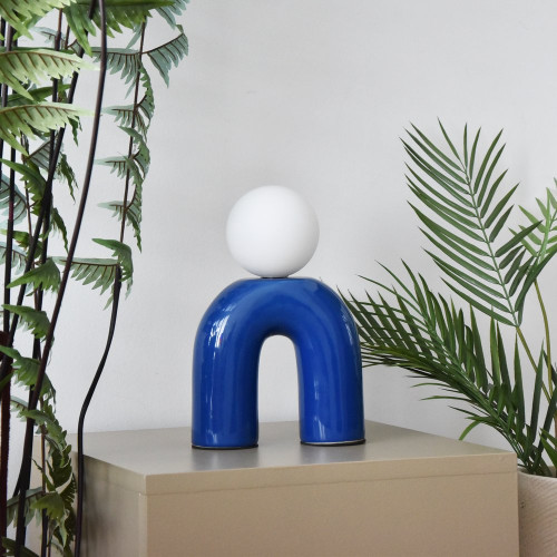 Lampe Pop U, céramique, bleu, G9 - EXAGON