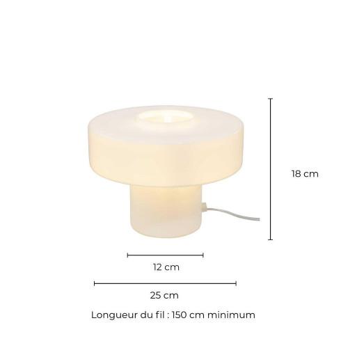 Lampe Foza, verre, blanc, H.19 cm, E27 - C CREATION