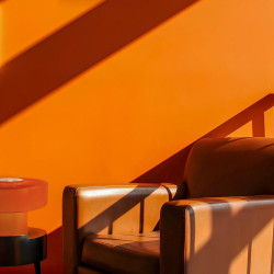 Lampe Foza, verre, orange, H.19 cm, E27 - C CREATION