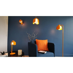 Lampe Corolle, acier, orange, H.40 cm, G9 - OSRAM