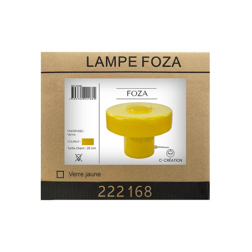 Lampe Foza, verre, jaune, H.19 cm, E27 - C CREATION