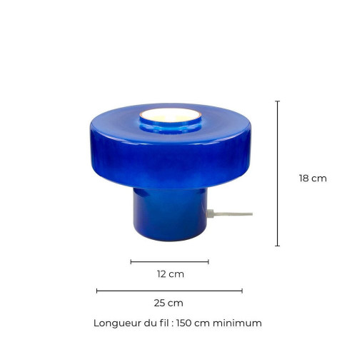 Lampe Foza, verre, bleu, H.19 cm, E27 - C CREATION