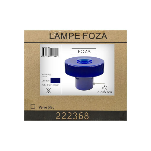 Lampe Foza, verre, bleu, H.19 cm, E27 - C CREATION