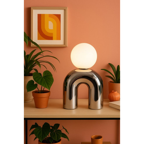 Lampe Pop u, céramique, chromé,  G9 - EXAGON