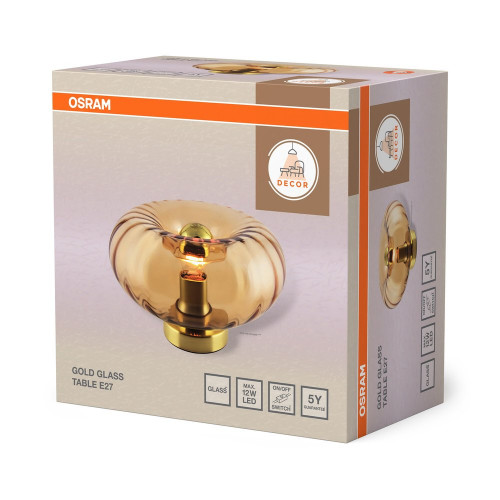 Lampe Smoke glass, acier, transparent, H.16.5 cm, E27 - OSRAM