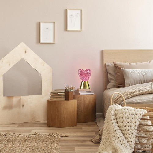 Lampe LED paillettes Dua, acier, rose/doré, H.16.5cm - SEYNAVE