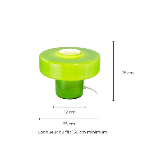 Lampe Foza, verre, vert, H.19 cm, E27 - C CREATION