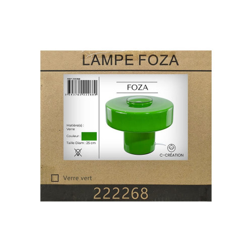 Lampe Foza, verre, vert, H.19 cm, E27 - C CREATION
