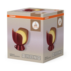 Lampe Corolle, acier, rouge, H.20 cm, E14 - OSRAM