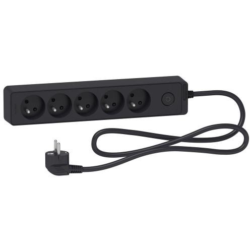 Multiprise filaire 5 prises 1.5m, SCHNEIDER ELECTRIC, noir - SCHNEIDER ELECTRIC