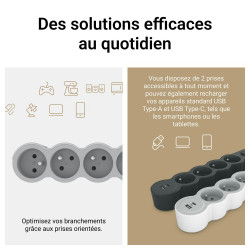 Multiprise 3 prises avec interrupteur et 1 USB-A + 1 USB-C, 1.5 m blanc LEGRAND - LEGRAND
