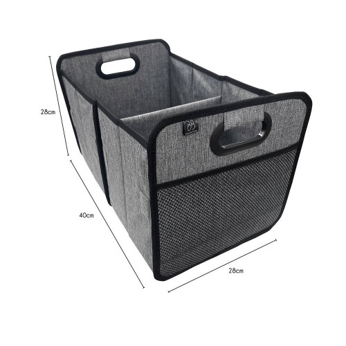 Bac textile pliable 2 compartiments BOX & BEYOND gris, l.40 x P.27.5 x H.28 cm - BOX & BEYOND