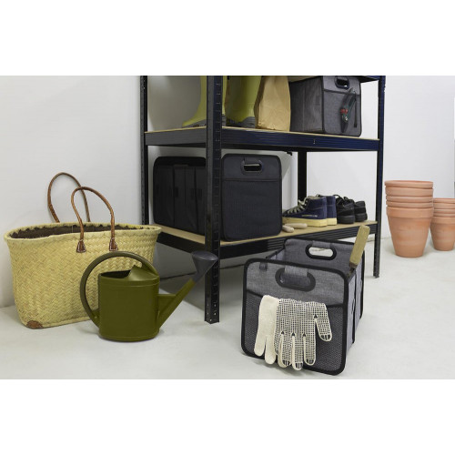 Bac textile pliable 2 compartiments BOX & BEYOND gris, l.40 x P.27.5 x H.28 cm - BOX & BEYOND