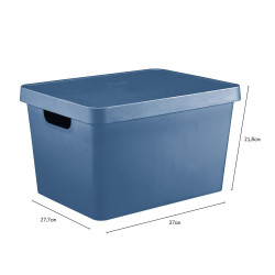 Boîte déco bleu, 17L H.21.8 x l.27.7 x P.37 cm - BOX & BEYOND