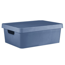 Boîte déco bleu, 11L, H.13.5 x l.27.7 x P.37 cm de marque BOX & BEYOND, référence: B9985900