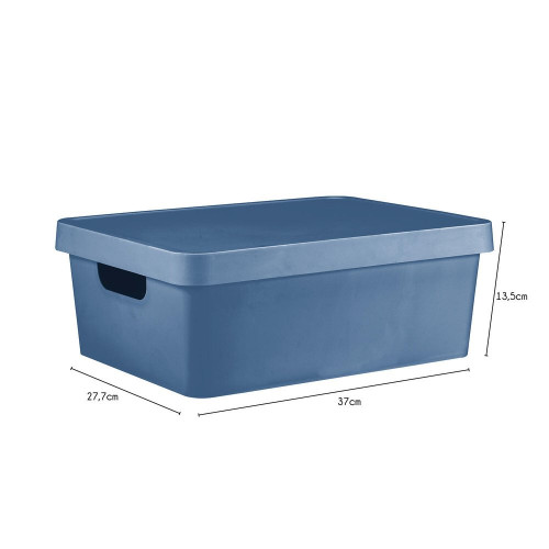 Boîte déco bleu, 11L, H.13.5 x l.27.7 x P.37 cm - BOX & BEYOND