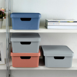 Boîte déco bleu, 11L, H.13.5 x l.27.7 x P.37 cm - BOX & BEYOND