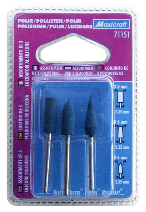 3 polissoirs silicone haute qualité Ø 6 mm