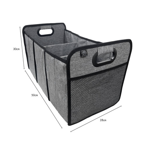 Bac textile pliable 3 compartiments BOX & BEYOND gris, l.50 x P.27.5 x H.28 cm - BOX & BEYOND
