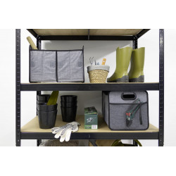 Bac textile pliable 3 compartiments BOX & BEYOND gris, l.50 x P.27.5 x H.28 cm - BOX & BEYOND