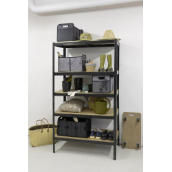 Bac textile pliable 2 compartiments BOX & BEYOND noir, l.40 x P.27.5 x H.28 cm - BOX & BEYOND