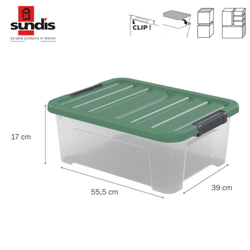 Boîte à clip WAVE BOX SUNDIS, 10L, L.37,5 x P.26,5 x H.15cm - SUNDIS