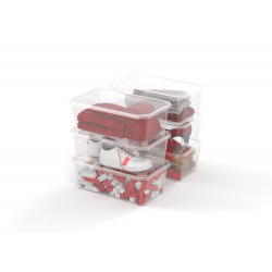 Lot de 6 boîtes plastique transparent SUNDIS, 6L, l.35.5 x P.20.5 x H.12 cm - SUNDIS
