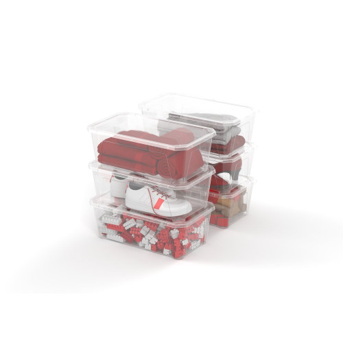 Lot de 6 boîtes plastique transparent SUNDIS, 6L, l.35.5 x P.20.5 x H.12 cm - SUNDIS