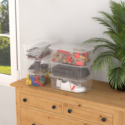 Lot de 6 boîtes plastique transparent SUNDIS, 6L, l.35.5 x P.20.5 x H.12 cm - SUNDIS